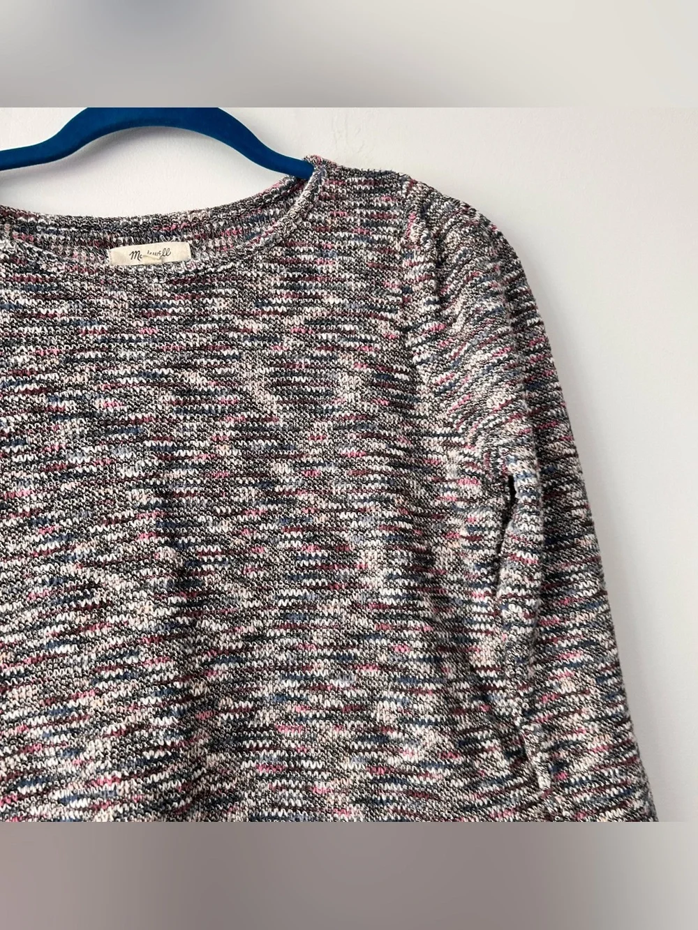 Madewell|Multicolor Cropped Crewneck Sweater in Black, Gray & Pink sz S